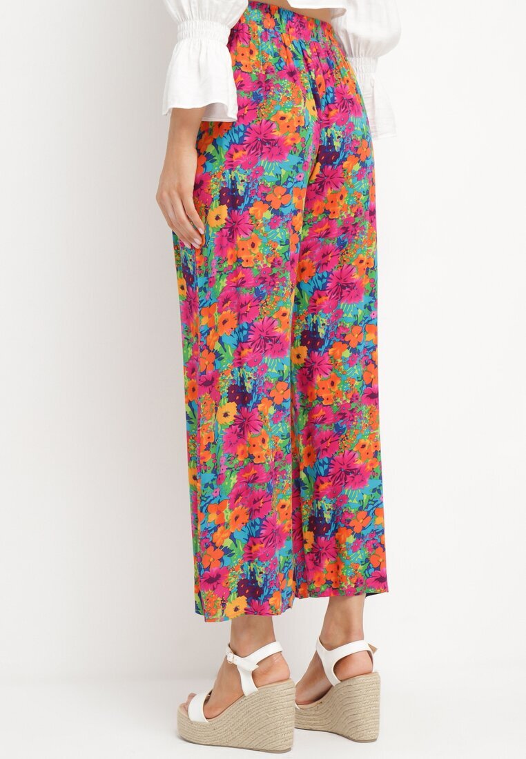 j.stars Pantaloni drepți portocalii și roz din viscoză cu imprimeu floral Yadolle