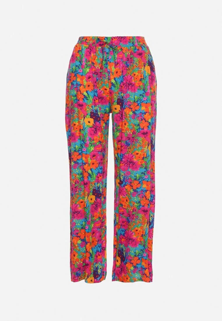 j.stars Pantaloni drepți portocalii și roz din viscoză cu imprimeu floral Yadolle