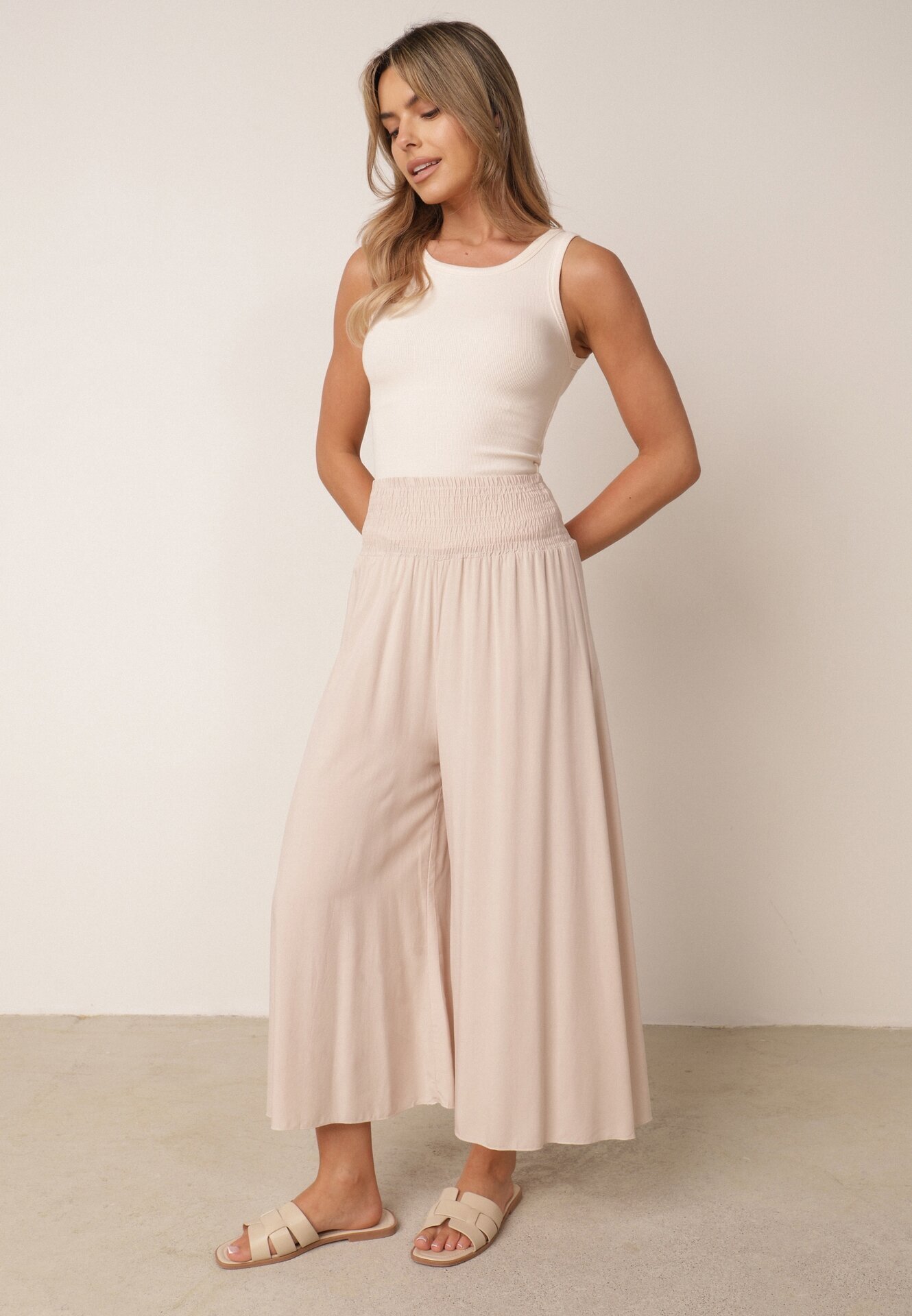 j.stars Pantaloni largi bej deschis din Viscoză lungime 7/8 Inule