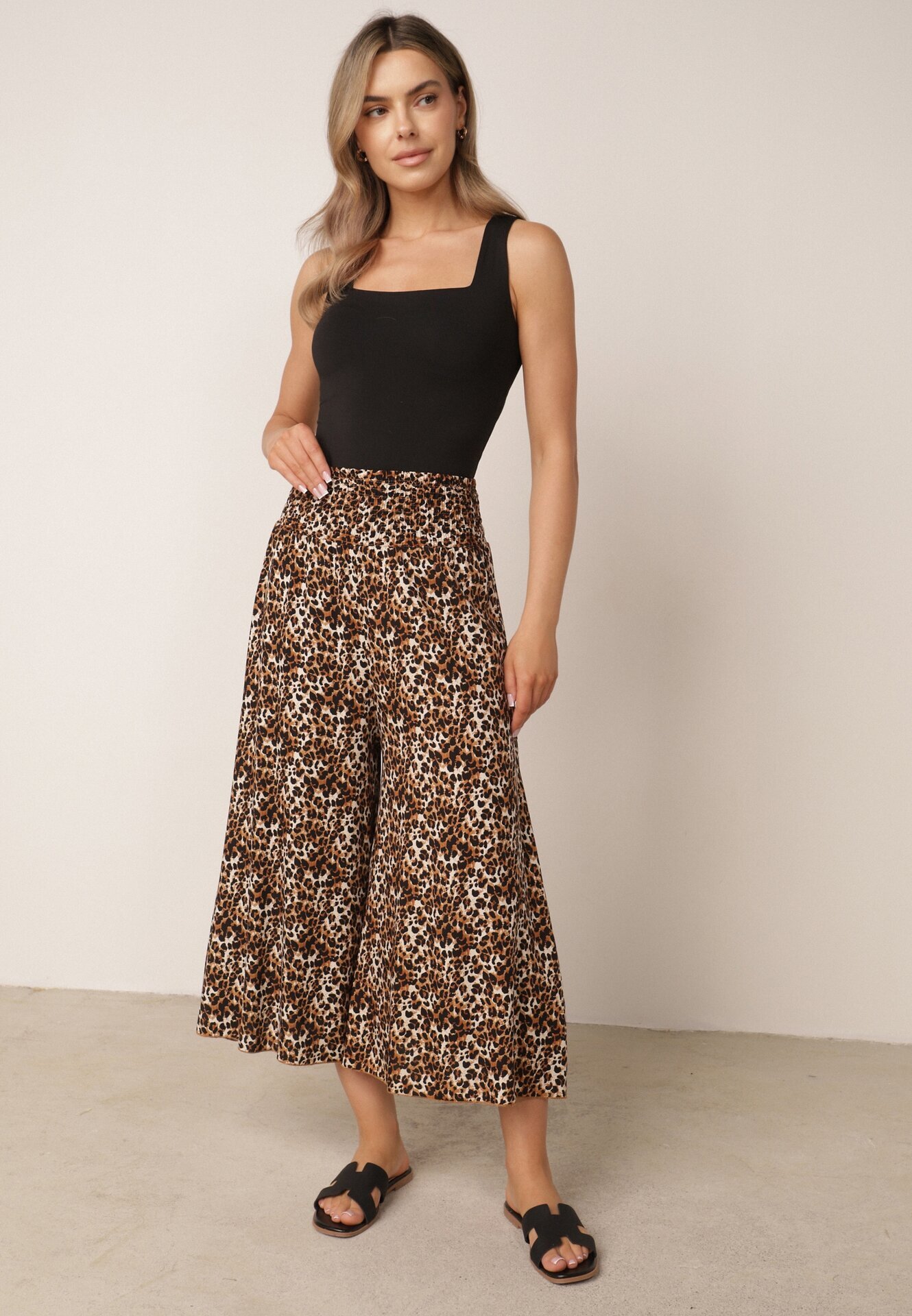 j.stars Pantaloni Largi Maro cu Imprimeu Leopard Lungime 7/8 Lucinda