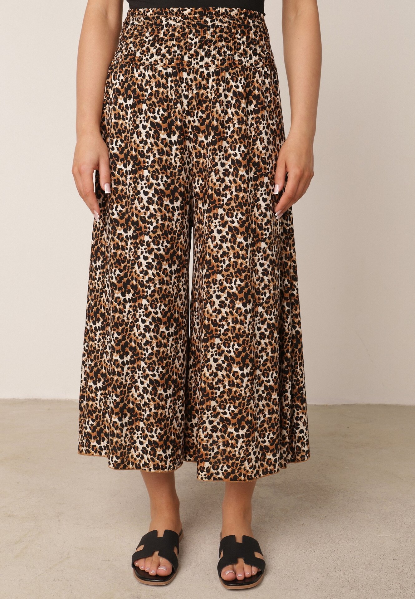 j.stars Pantaloni Largi Maro cu Imprimeu Leopard Lungime 7/8 Lucinda