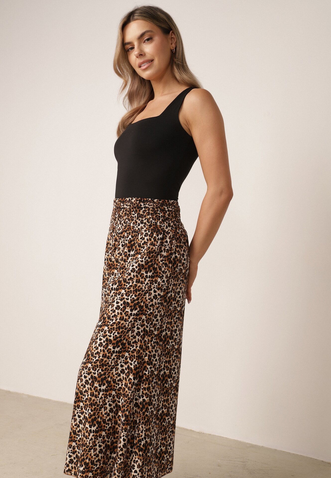 j.stars Pantaloni Largi Maro cu Imprimeu Leopard Lungime 7/8 Lucinda