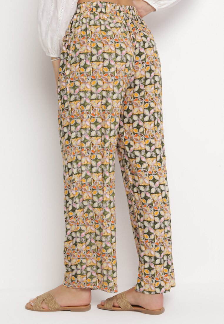 j.stars Pantaloni Largi Verde Deschis cu elastic în talie și buzunare din viscoză Keiord