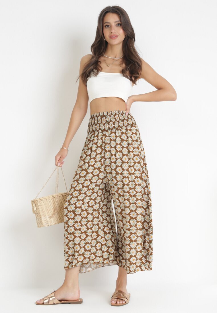 j.stars Pantaloni maro deschis largi High Waist cu lungime 7/8 Vatum