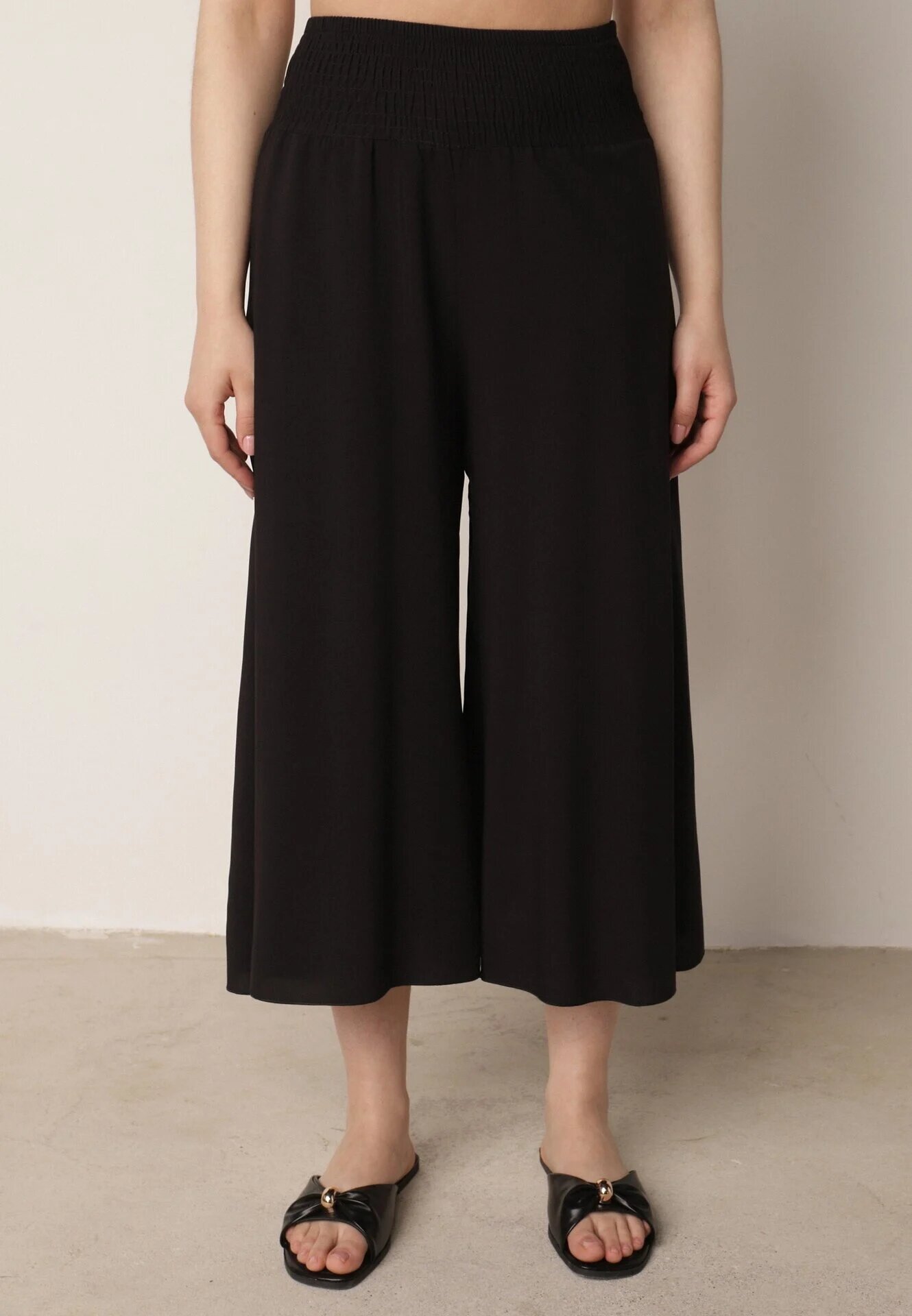 j.stars Pantaloni Negri Largi din Viscoză de Lungime 7/8 Inule