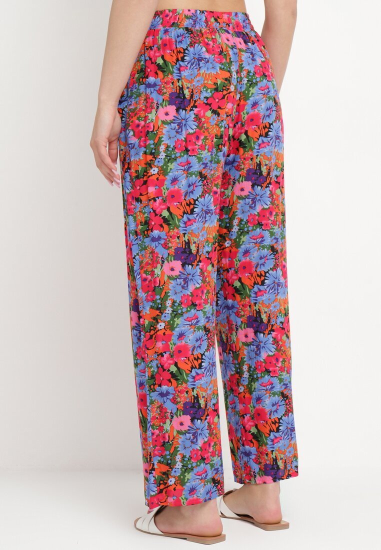 j.stars Pantaloni Violet-Roz Drepți din Viscoză cu Imprimeu Floral Yadolle