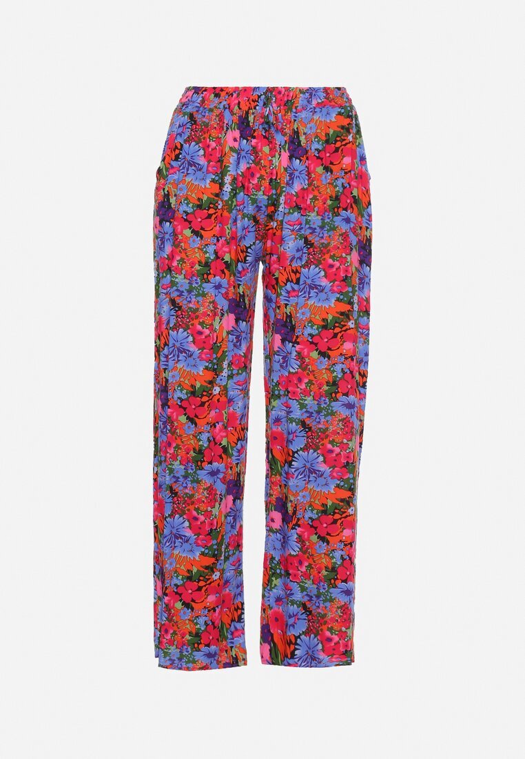 j.stars Pantaloni Violet-Roz Drepți din Viscoză cu Imprimeu Floral Yadolle