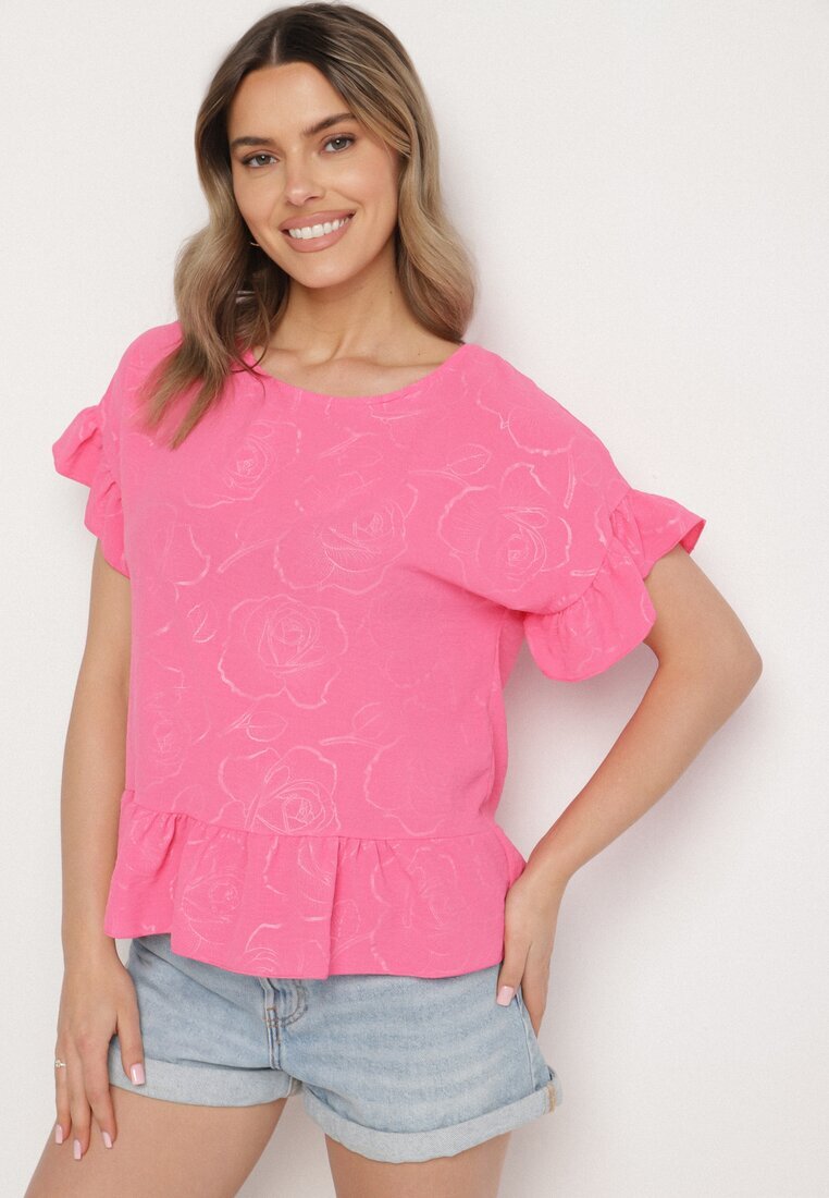 j studio Bluză Fucsia Oversize cu Volane Livelle