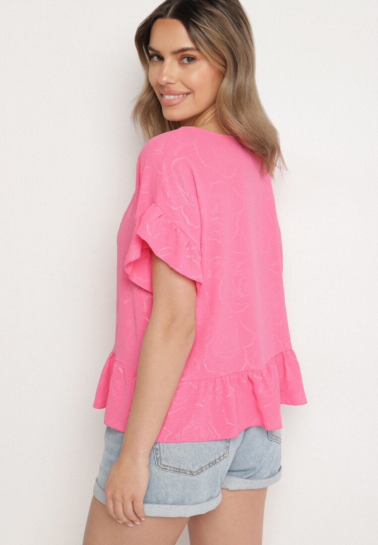 j studio Bluză Fucsia Oversize cu Volane Livelle
