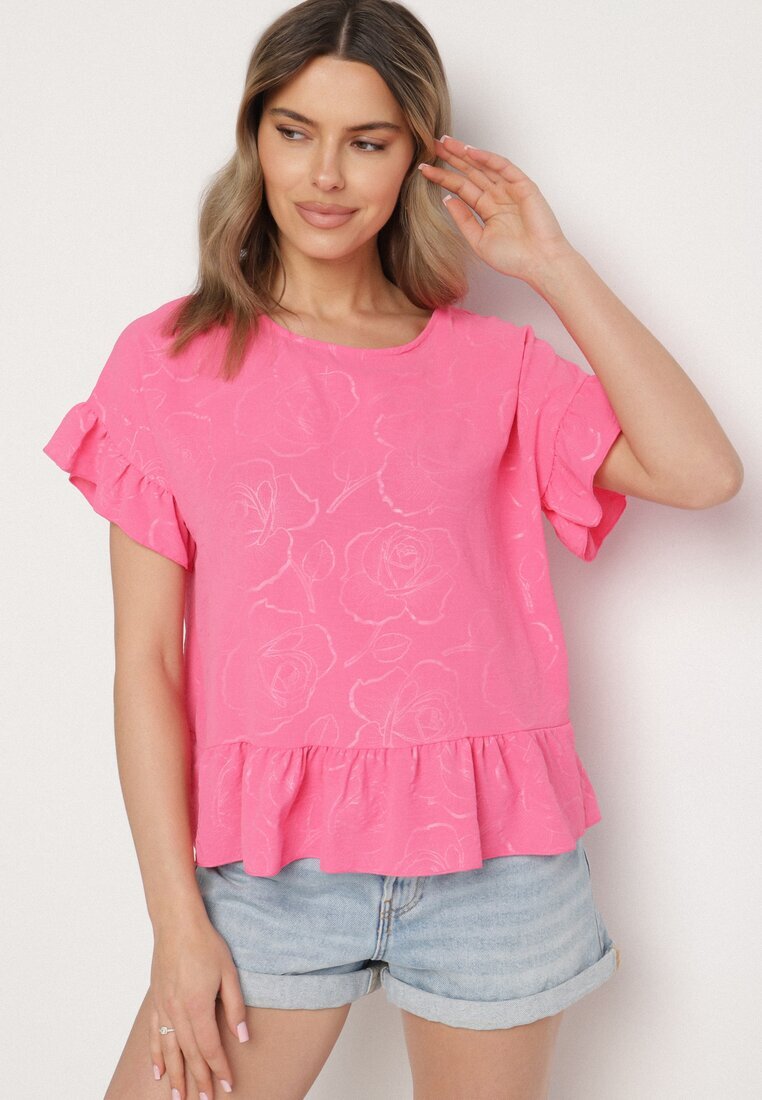 j studio Bluză Fucsia Oversize cu Volane Livelle