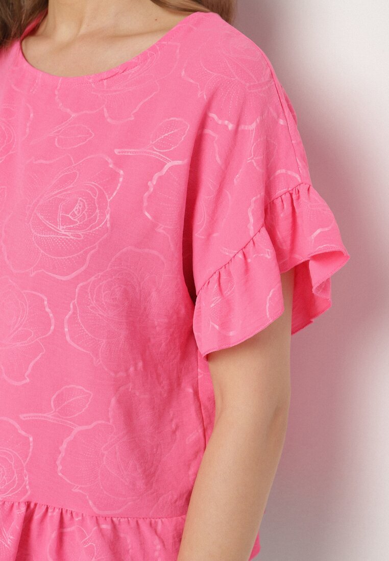j studio Bluză Fucsia Oversize cu Volane Livelle