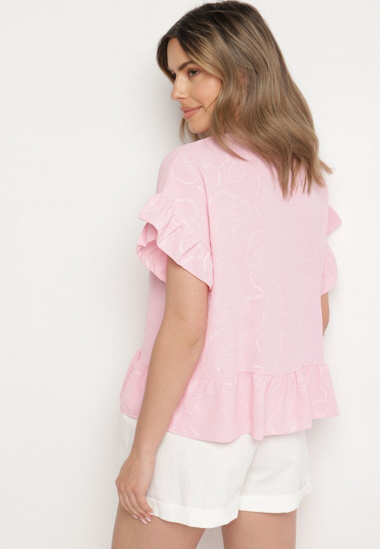 j studio Bluză Roz Oversized cu volane Livelle