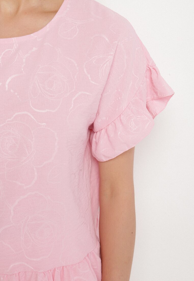 j studio Bluză Roz Oversized cu volane Livelle