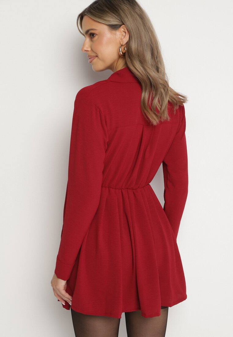 j studio Rochie Bordeaux Asimetrică cu croi de cămașă cu elastic în talie Elodina