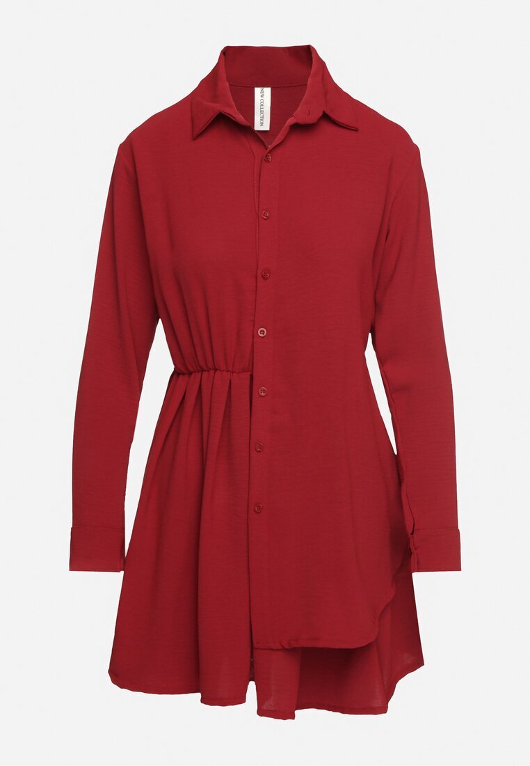 j studio Rochie Bordeaux Asimetrică cu croi de cămașă cu elastic în talie Elodina