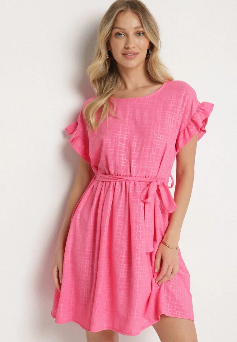 j studio Rochie Fucsia Decorată cu volane și curea Izulira