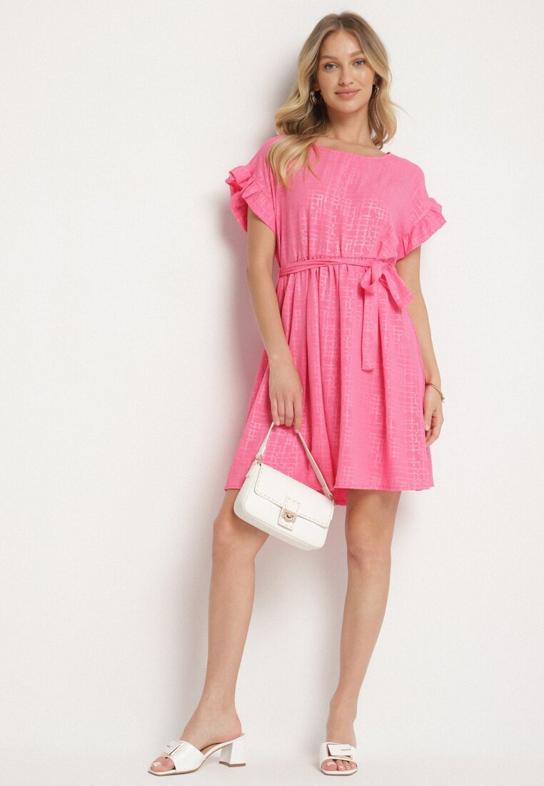j studio Rochie Fucsia Decorată cu volane și curea Izulira