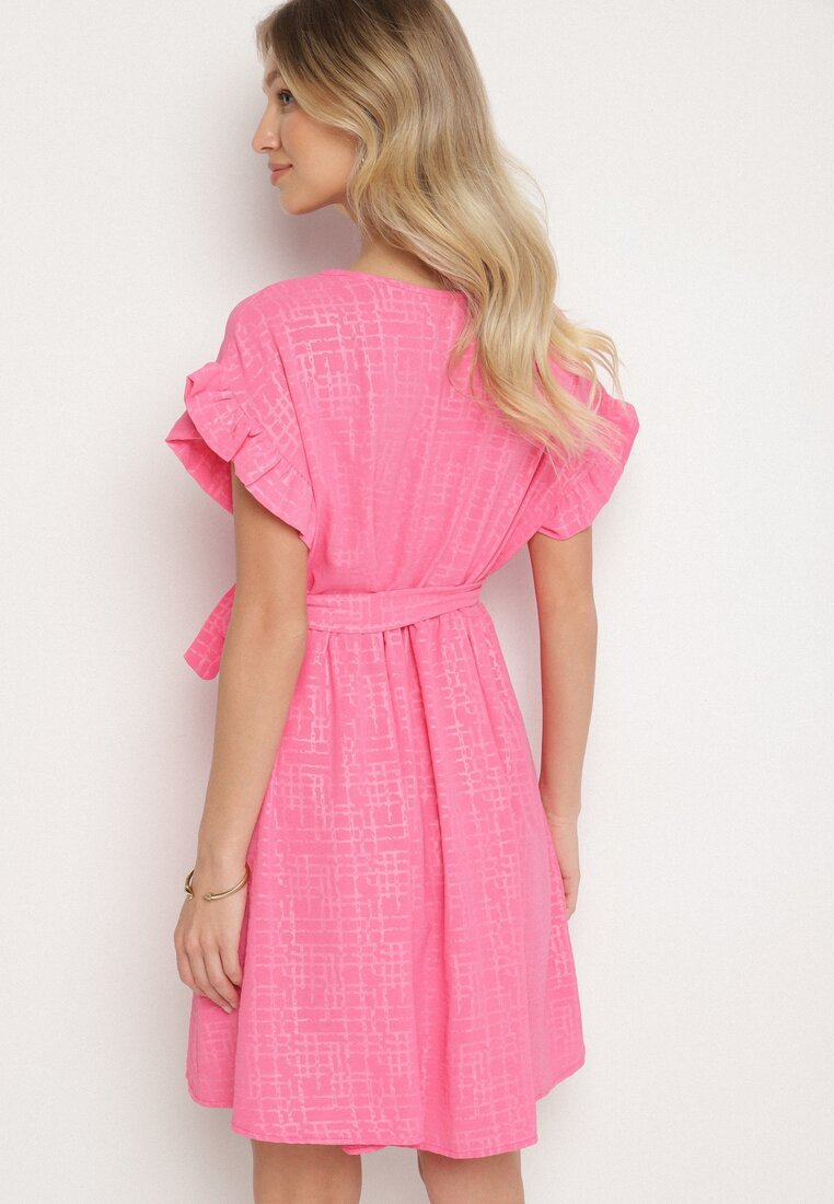 j studio Rochie Fucsia Decorată cu volane și curea Izulira