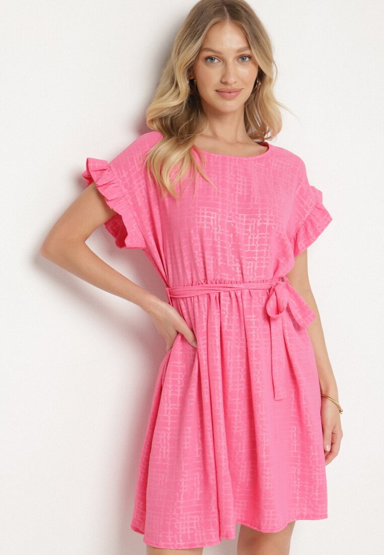 j studio Rochie Fucsia Decorată cu volane și curea Izulira