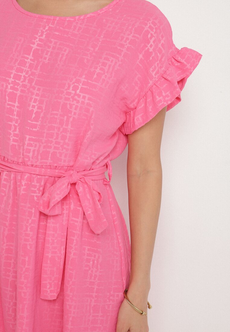 j studio Rochie Fucsia Decorată cu volane și curea Izulira