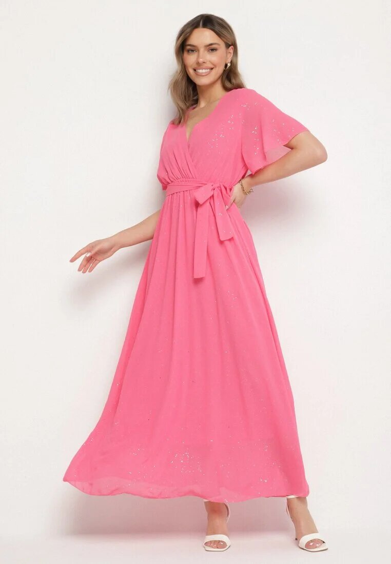 j studio Rochie Fucsia Sclipitoare De Cocktail Cu Centură Ziliane