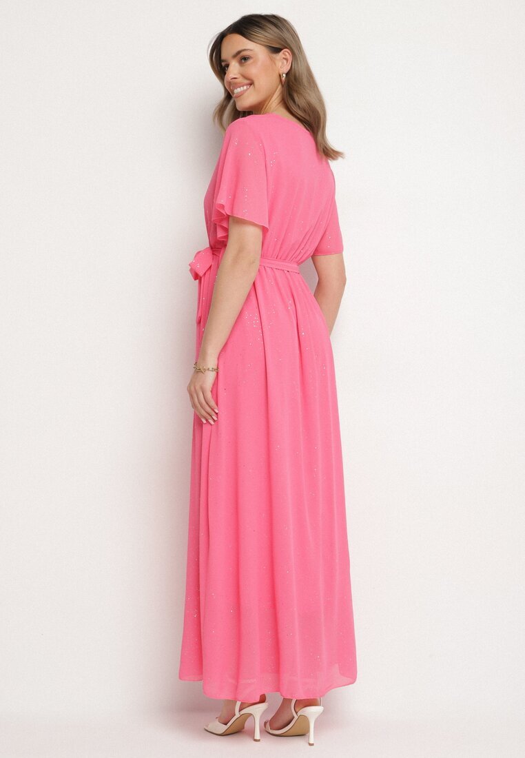 j studio Rochie Fucsia Sclipitoare De Cocktail Cu Centură Ziliane