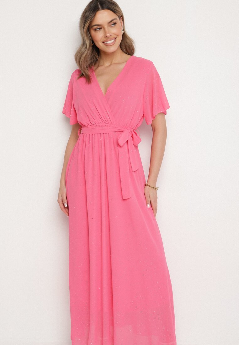 j studio Rochie Fucsia Sclipitoare De Cocktail Cu Centură Ziliane