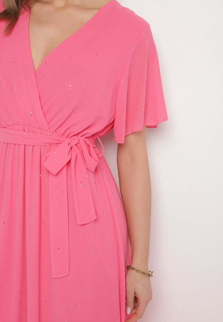 j studio Rochie Fucsia Sclipitoare De Cocktail Cu Centură Ziliane