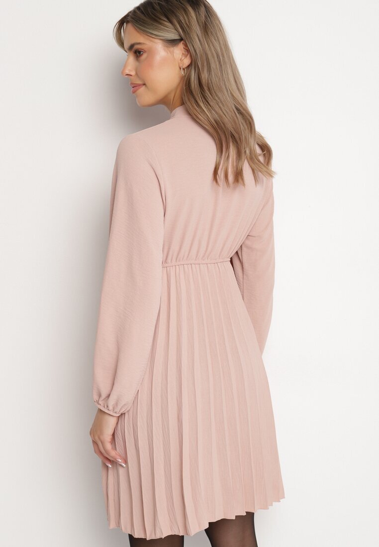 j studio Rochie Roz Plisată cu Legătură Decorativă și Elastic în Talie Melondria
