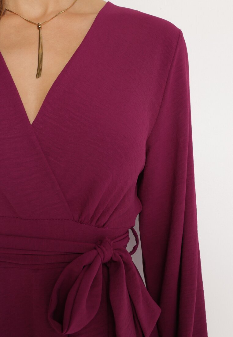 j studio Rochie Salopetă Petrecută Violet Mini cu Volan Bomina