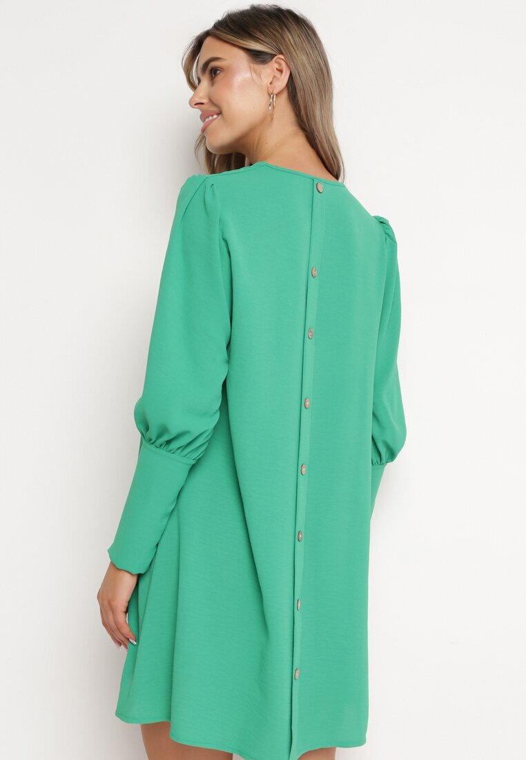 j studio Rochie Verde Evazată Tip cutie cu Mâneci bufante Gwelan