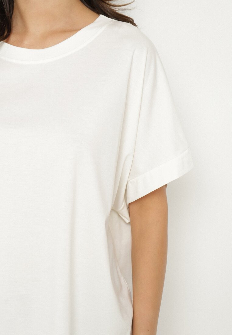 j studio Tricou Alb cu Viscoză cu croială liliac Tanariona