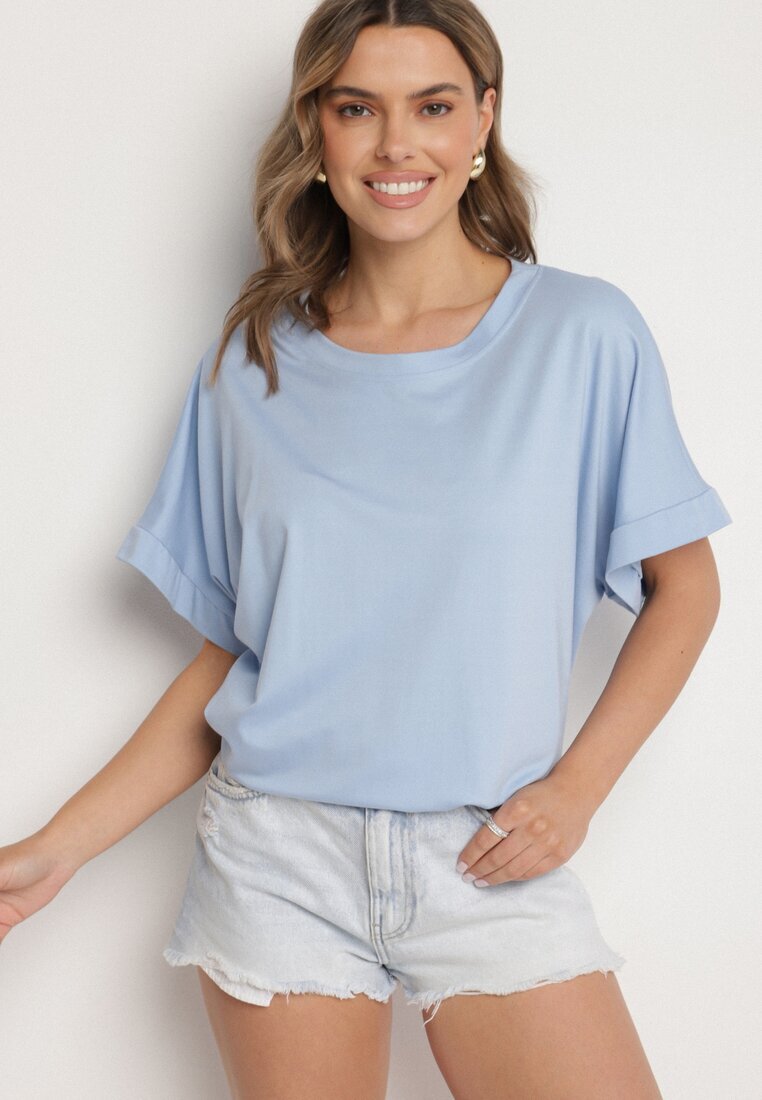 j studio Tricou Albastru cu Viscoză cu croială liliac Tanariona