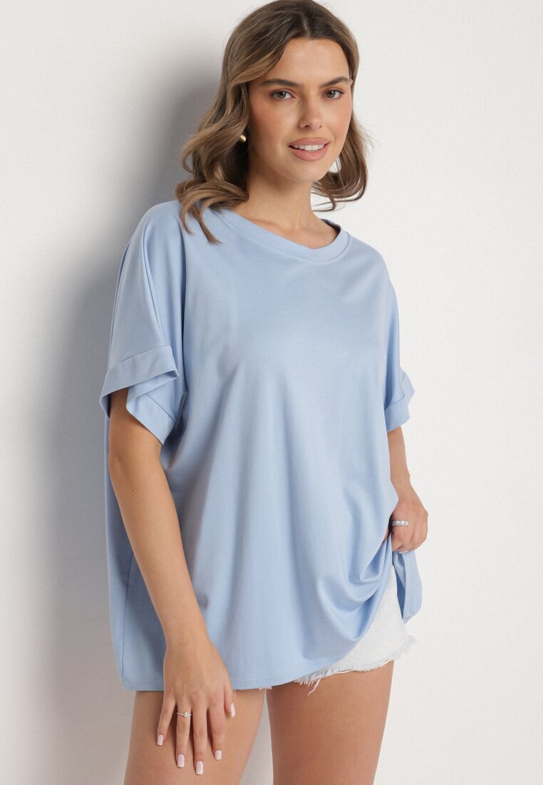 j studio Tricou Albastru cu Viscoză cu croială liliac Tanariona