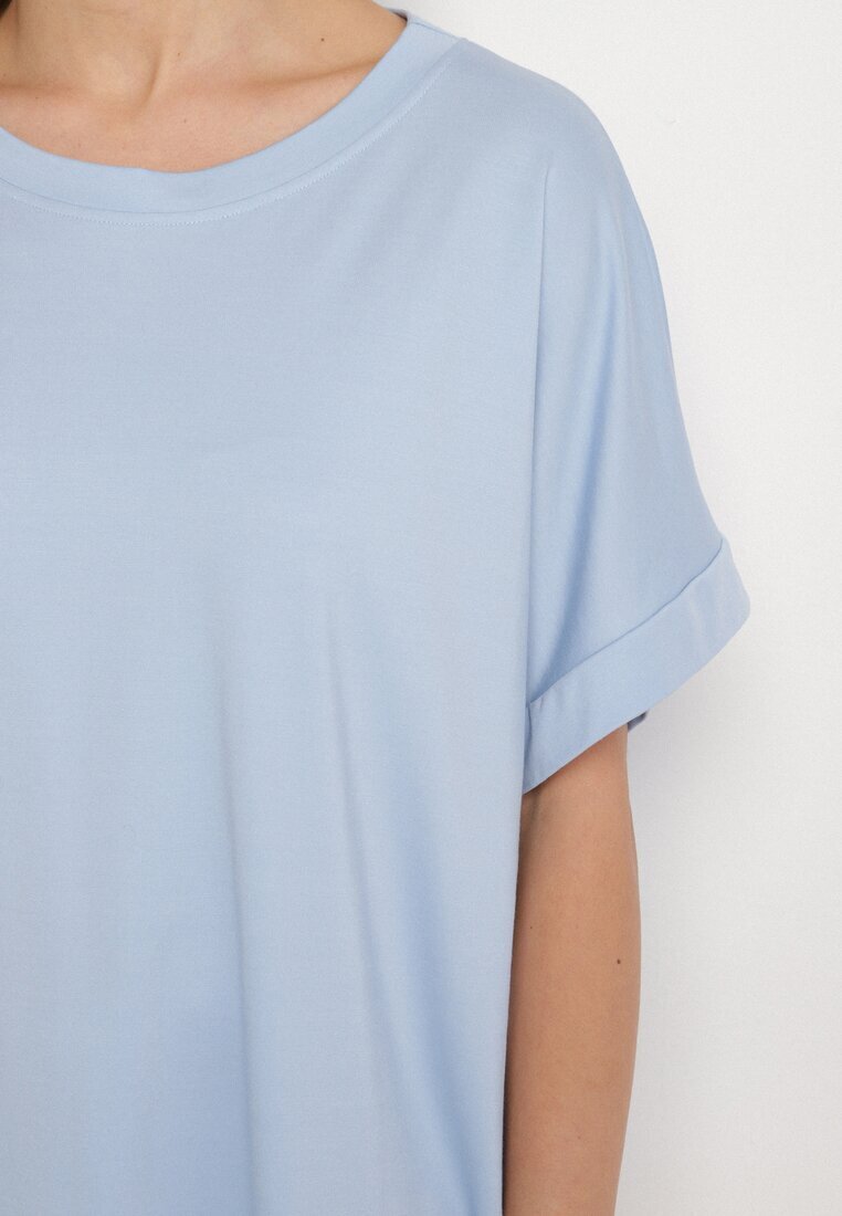 j studio Tricou Albastru cu Viscoză cu croială liliac Tanariona