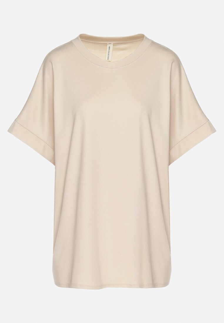 j studio Tricou Bej cu Vâscoză cu croi liliac Tanariona