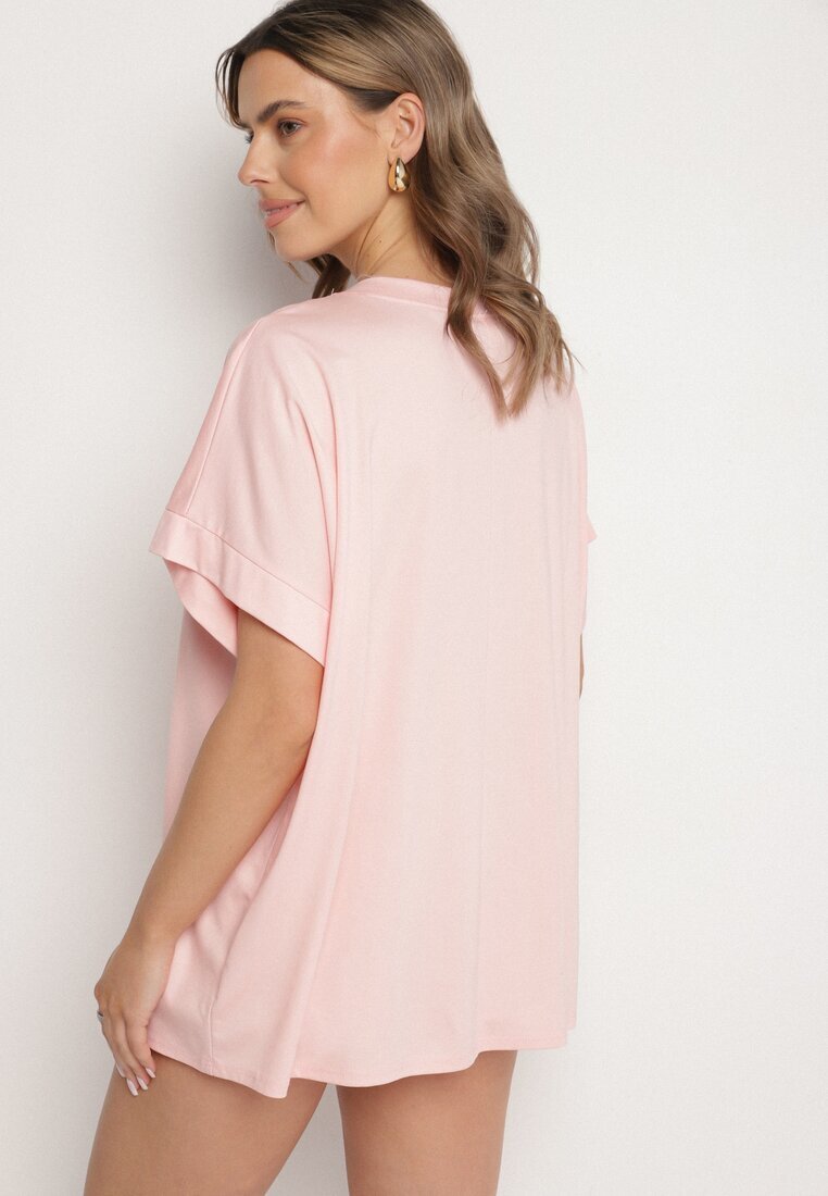 j studio Tricou roz deschis din Viscoză cu croială liliac Tanariona