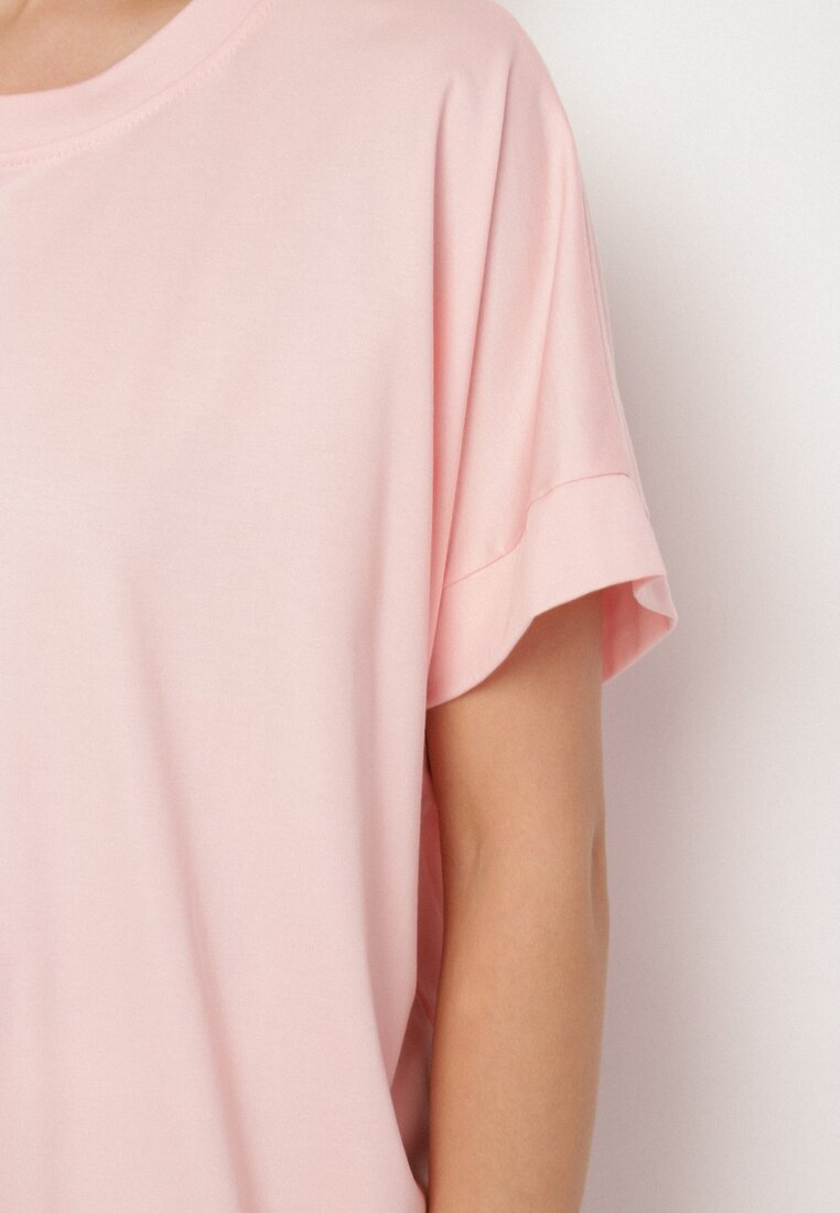 j studio Tricou roz deschis din Viscoză cu croială liliac Tanariona