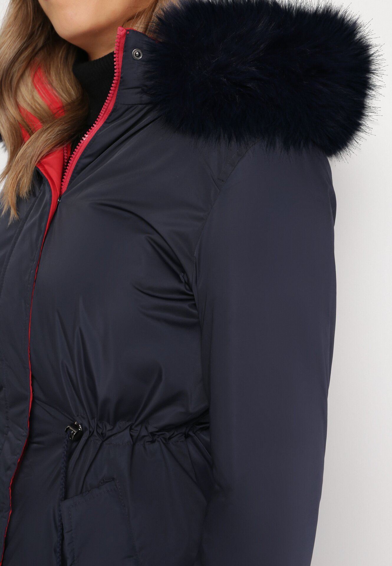 j.style Geacă Bleumarin Reversibilă Până la genunchi Cu glugă Cu blană Zephyro