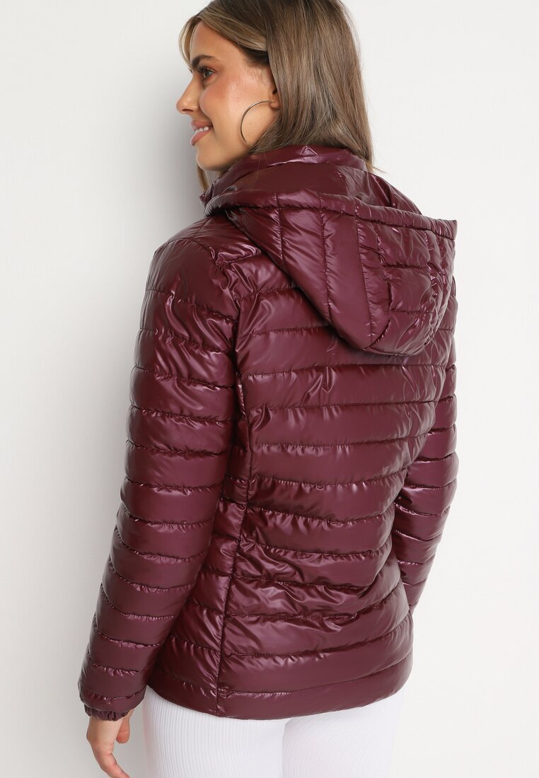 j.style Geacă Matlasată Bordo Finisată cu Glugă Detașabilă și Elastic la Mâneci Mivisea