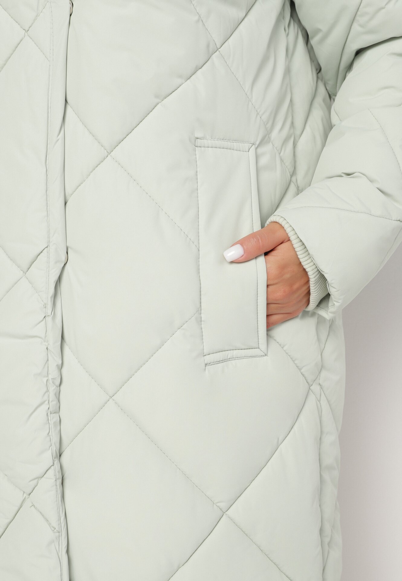 j.style Geacă Palton Verde deschis cu Matlasare Geometrică Johnatta