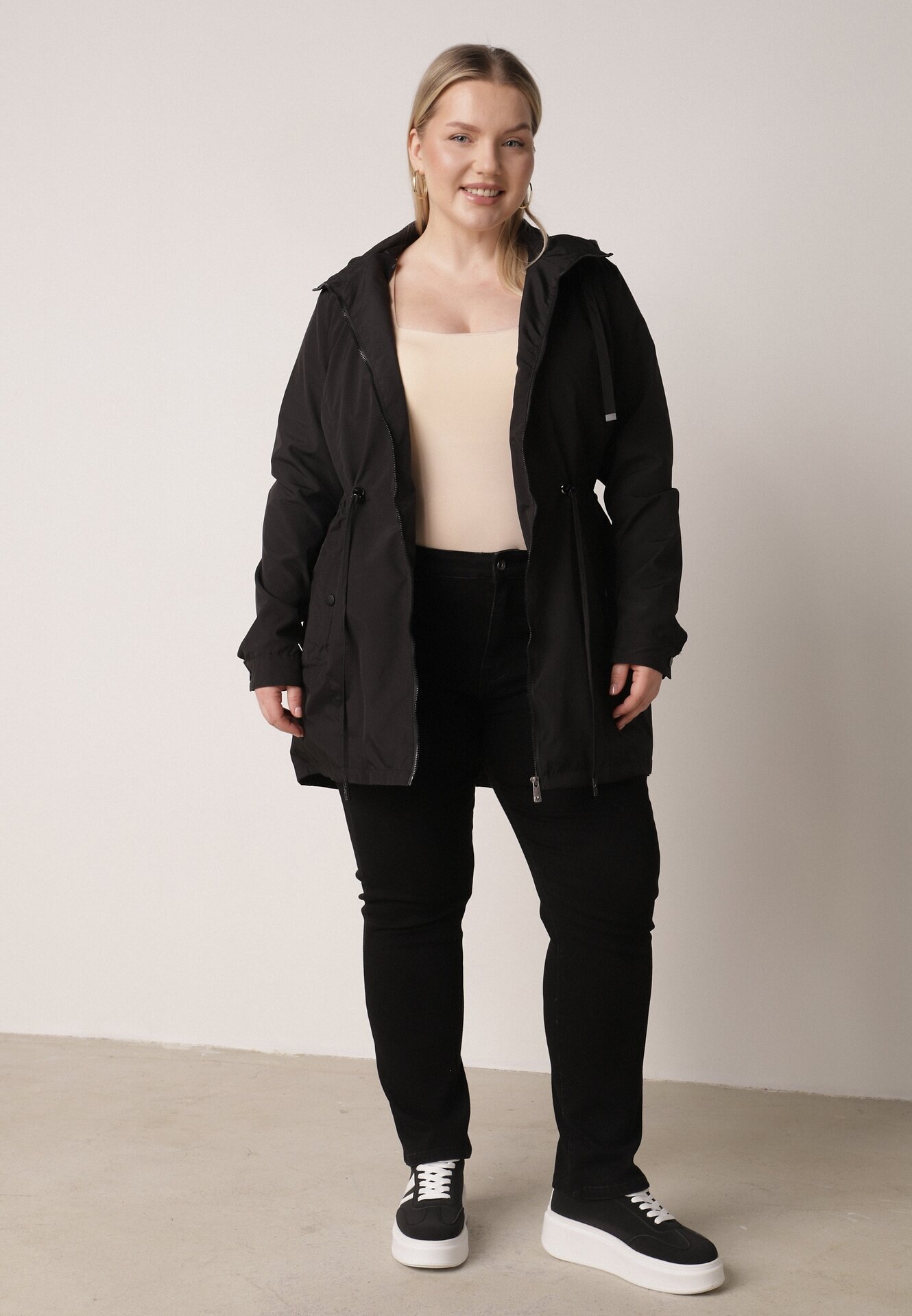 j.style Geacă Parka Neagră cu glugă detașabilă Delavin