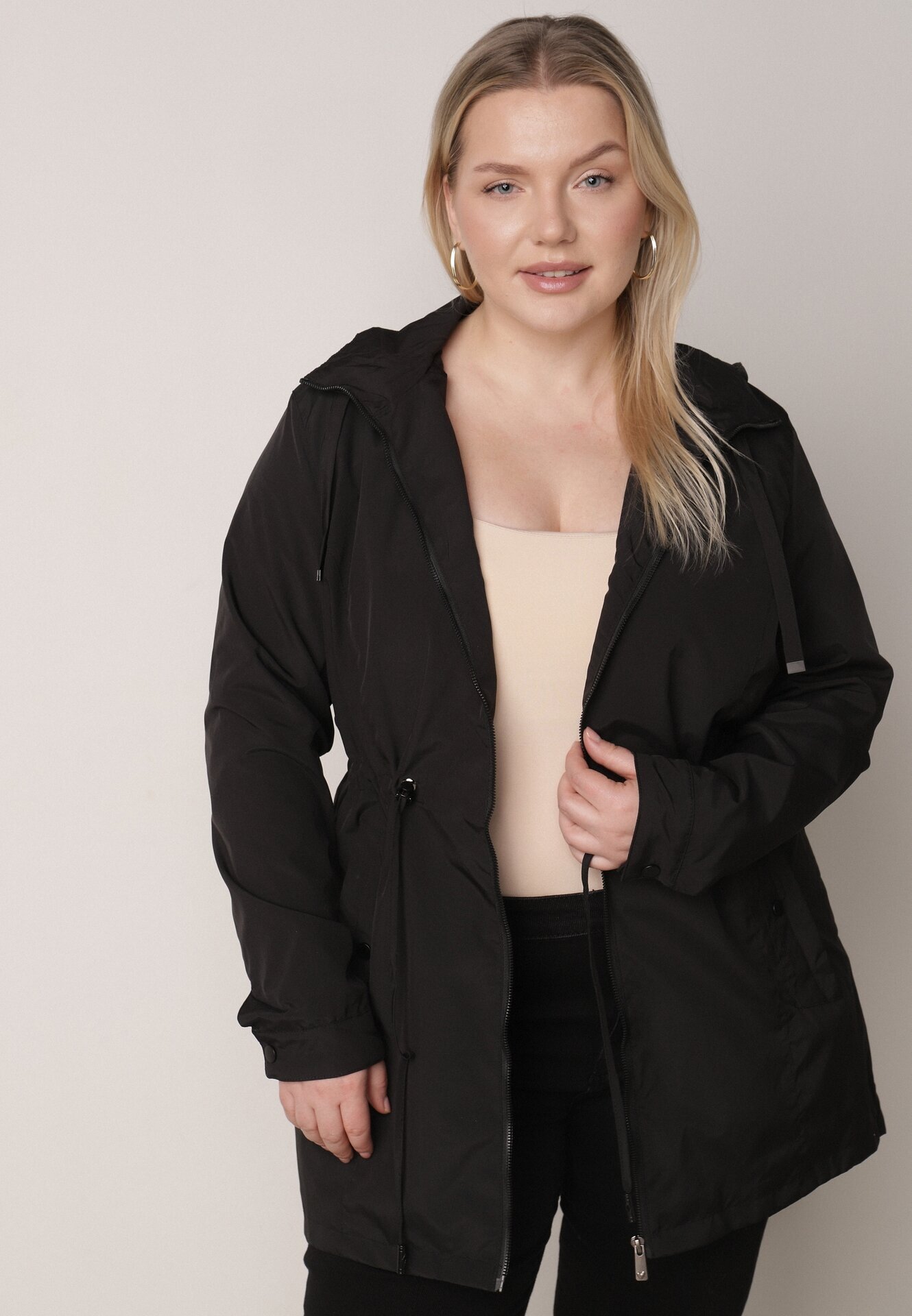 j.style Geacă Parka Neagră cu glugă detașabilă Delavin