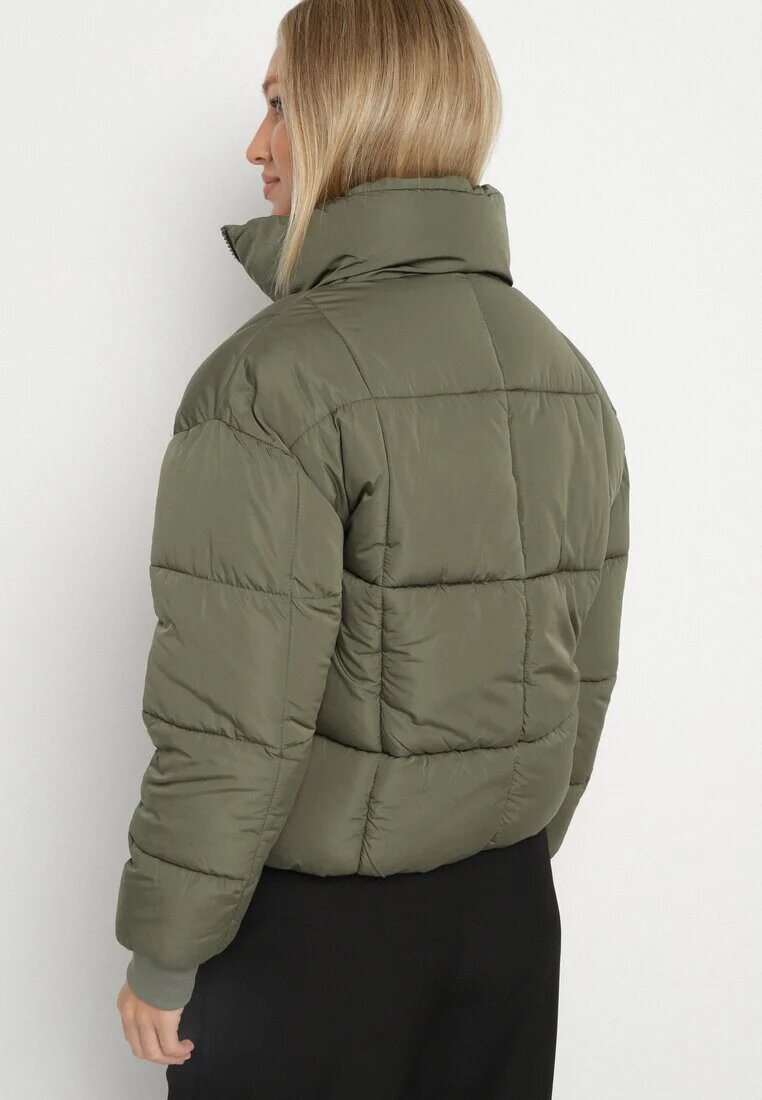 j.style Geacă Puffer Matlasată Verde închis cu Croială Dreaptă cu Manșete Elastice Suzzana