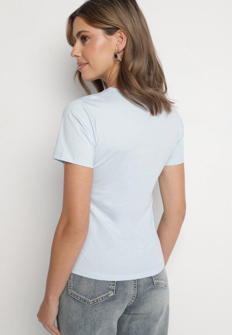 j.style Tricou Clasic Albastru deschis din bumbac Lorali