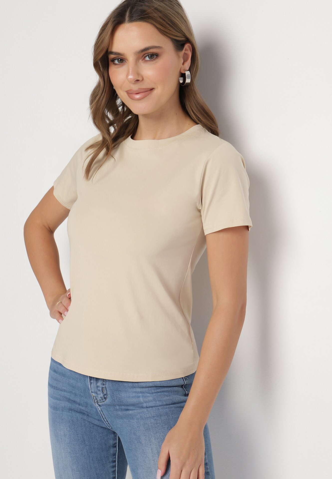 j.style Tricou Clasic Bej din Bumbac Lorali