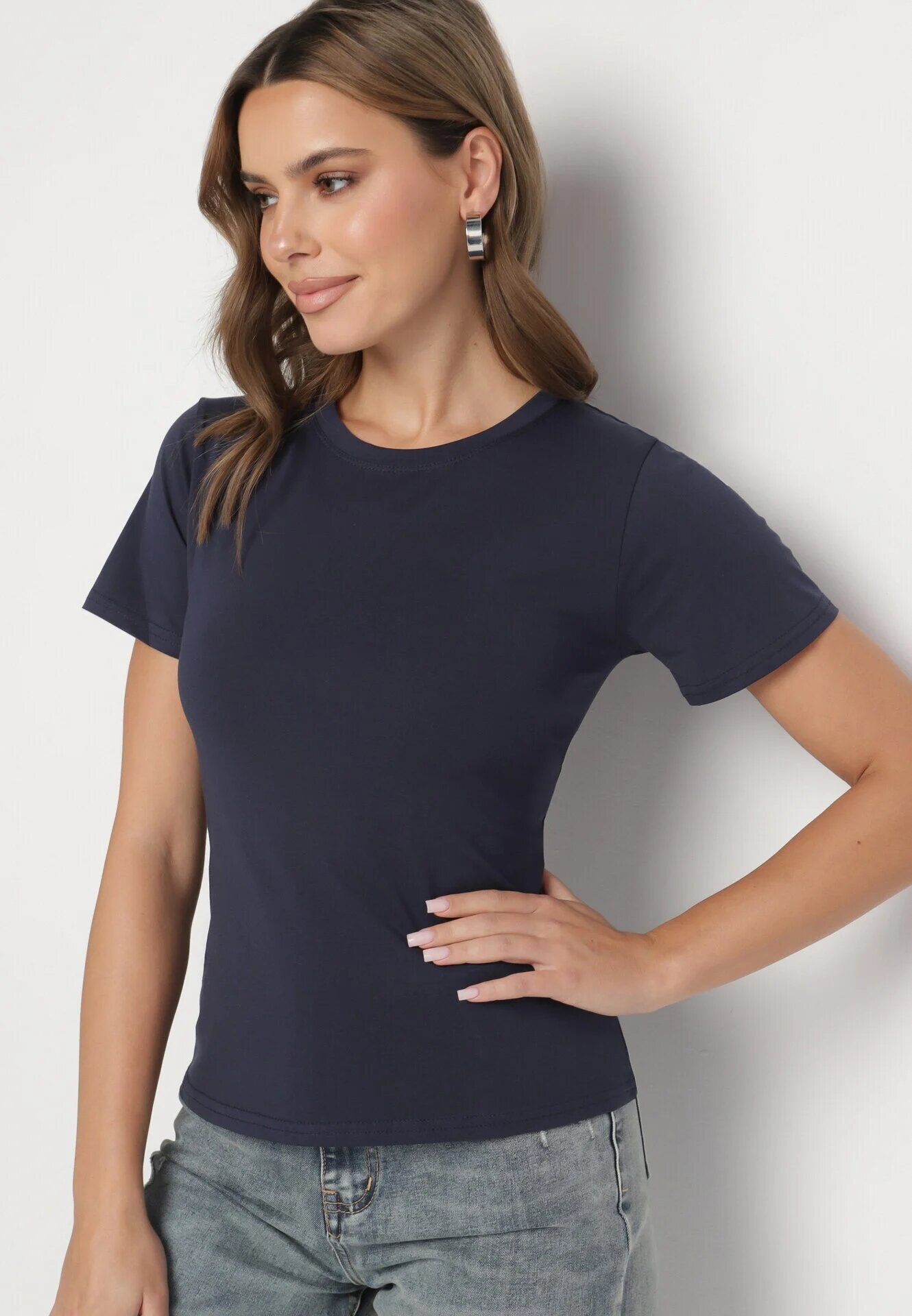 j.style Tricou Clasic Bleumarin din Bumbac Lorali