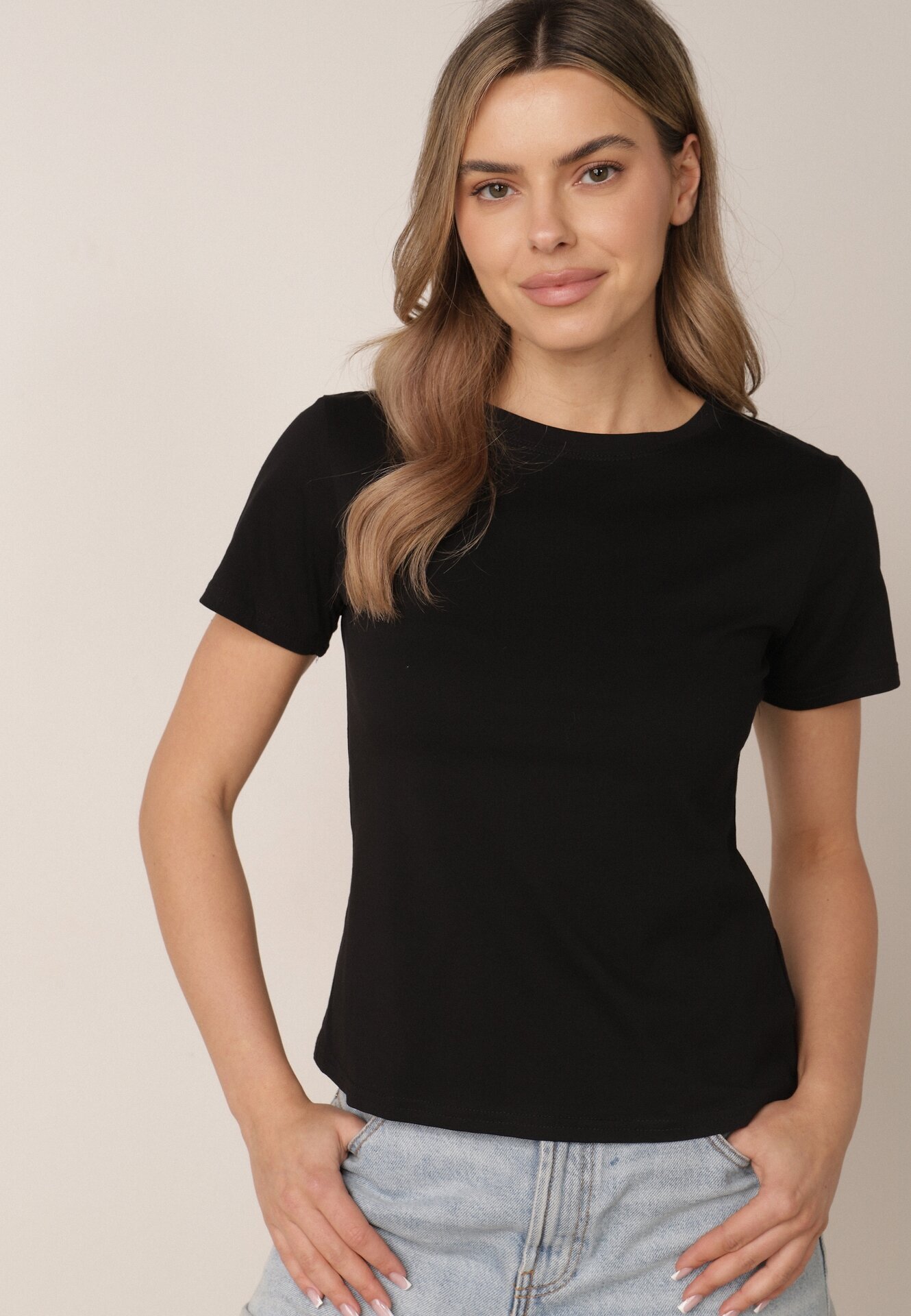 j.style Tricou Negru Clasic din Bumbac Lorali