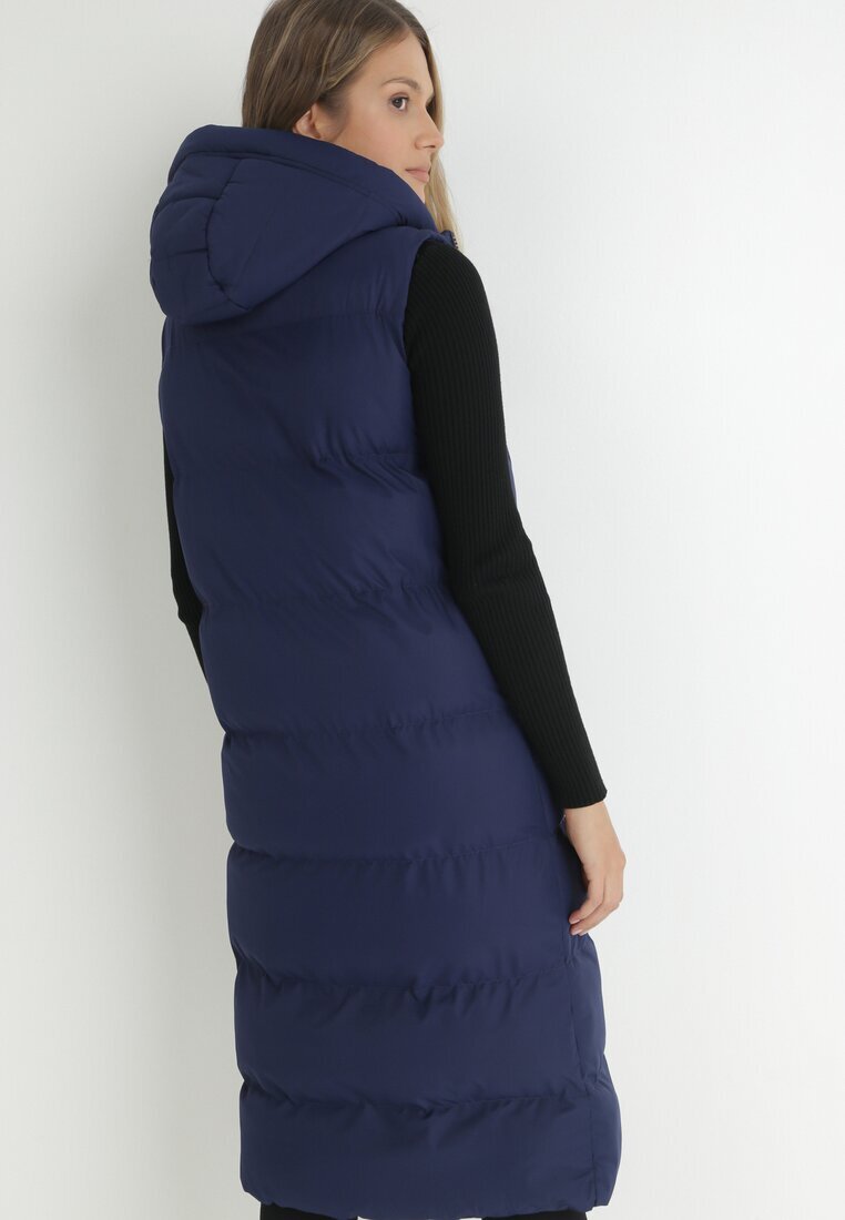j.style Vestă Bleumarin Lungă cu glugă Matlasată Ardrae