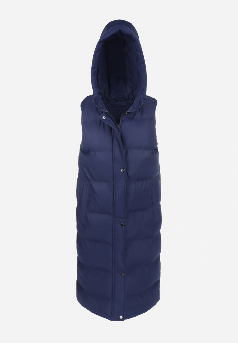 j.style Vestă Bleumarin Lungă cu glugă Matlasată Ardrae